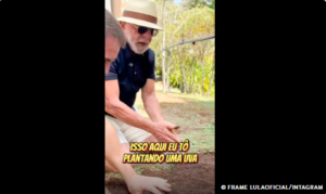 Em vídeo a Trump, Lula planta uva e diz semear comida e não ódio