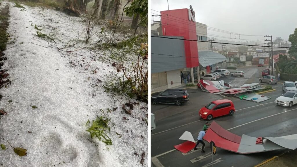 Temporal com granizo e vendaval deixa cidades do Alto Vale do Itajaí sem energia