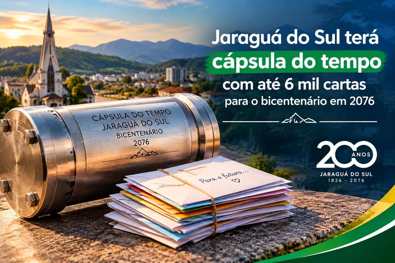 Jaraguá do Sul terá cápsula do tempo com até 6 mil cartas para o bicentenário em 2076
