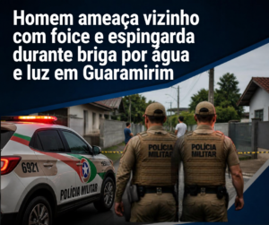 Homem ameaça vizinho com foice e espingarda durante briga por água e luz em Guaramirim