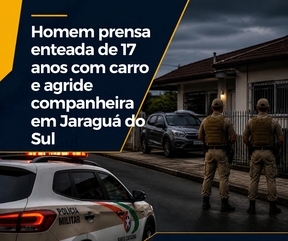 Homem prensa enteada de 17 anos com carro e agride companheira em Jaraguá do Sul